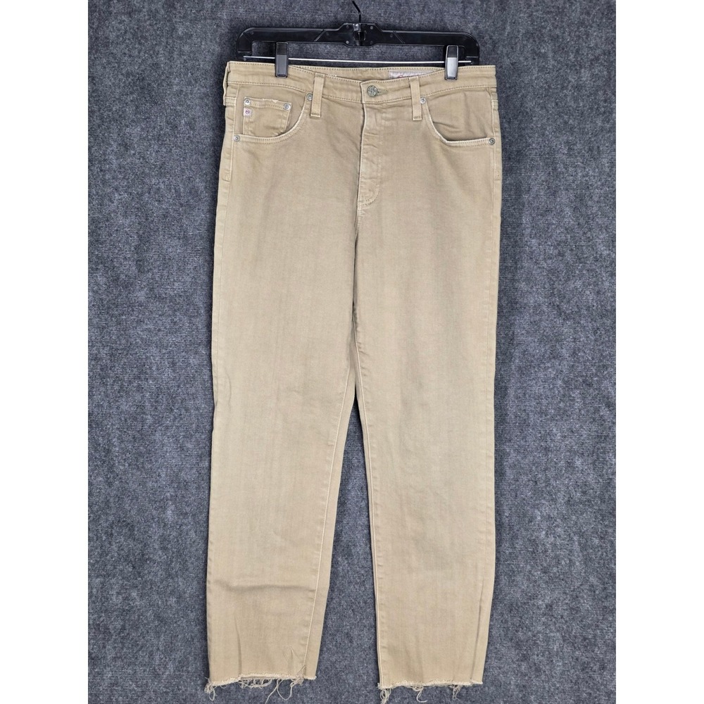 AG Adriano‎ Goldschmied Womens 30R Jeans Tan The Isabelle High Rise Raw Hem
